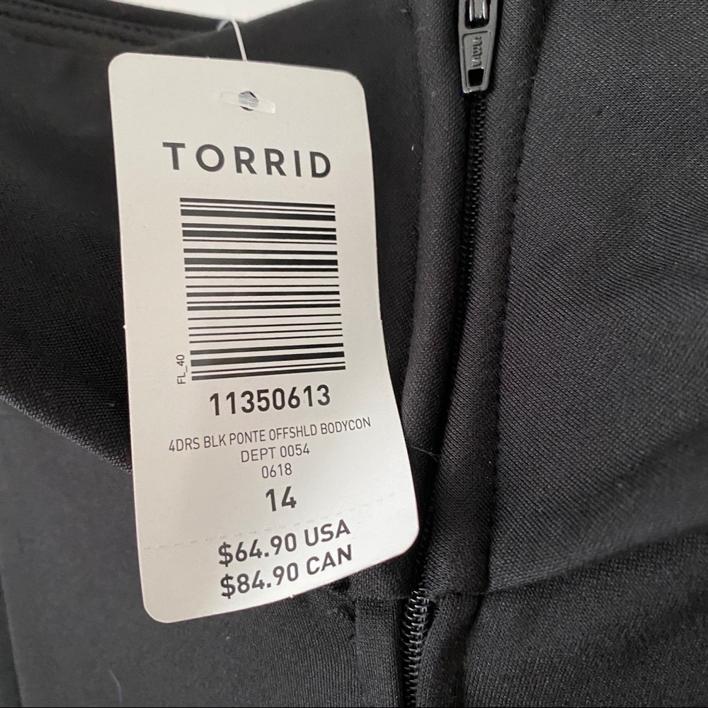 Torrid | Black Off-Shoulder Ponte Body Con Dress - Picture 4 of 8